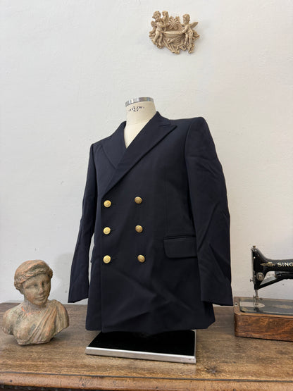 Vintage Italian Navy Double Breasted Jacket “M”
