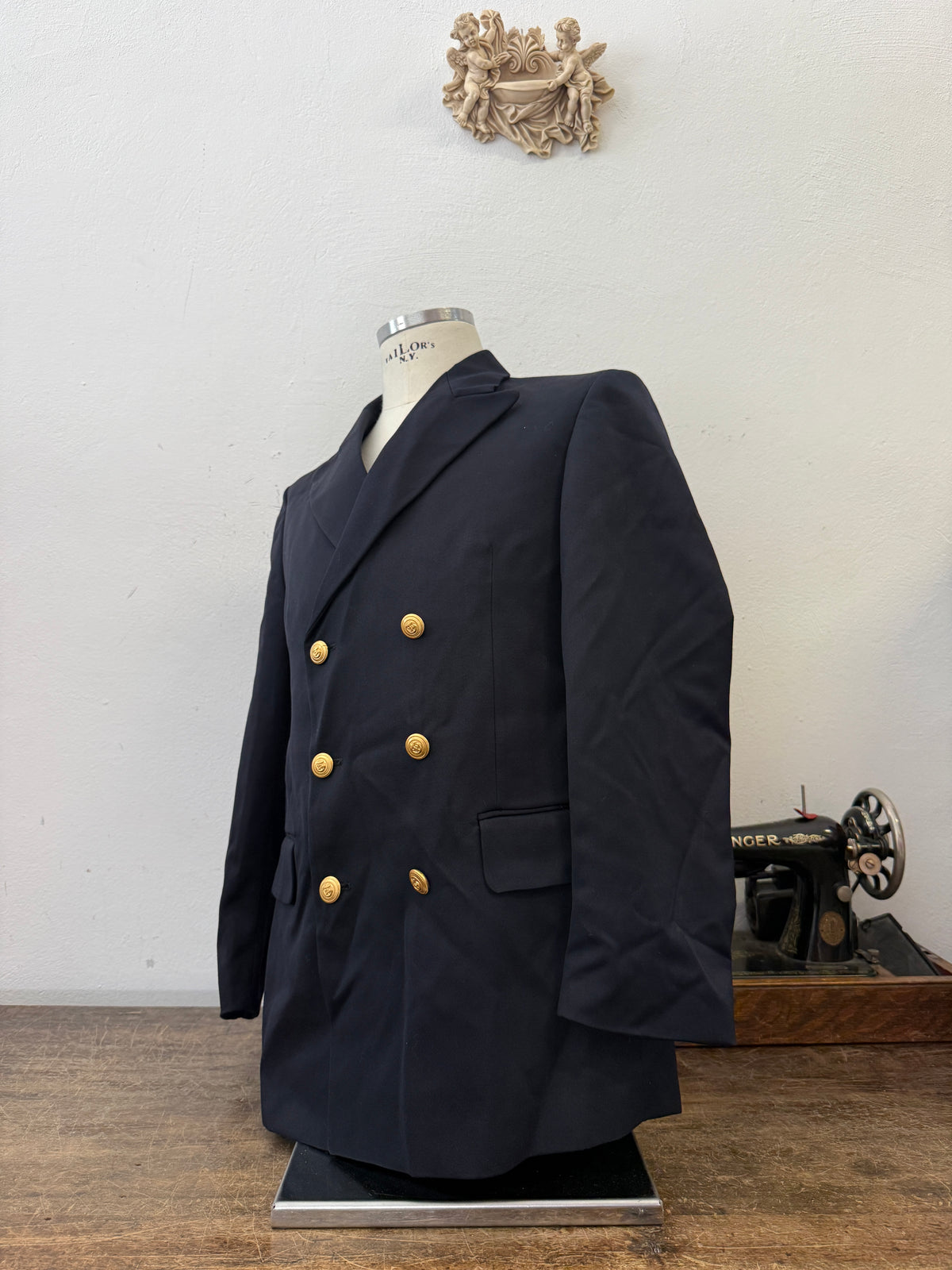 Vintage Italian Navy Double Breasted Jacket “M”