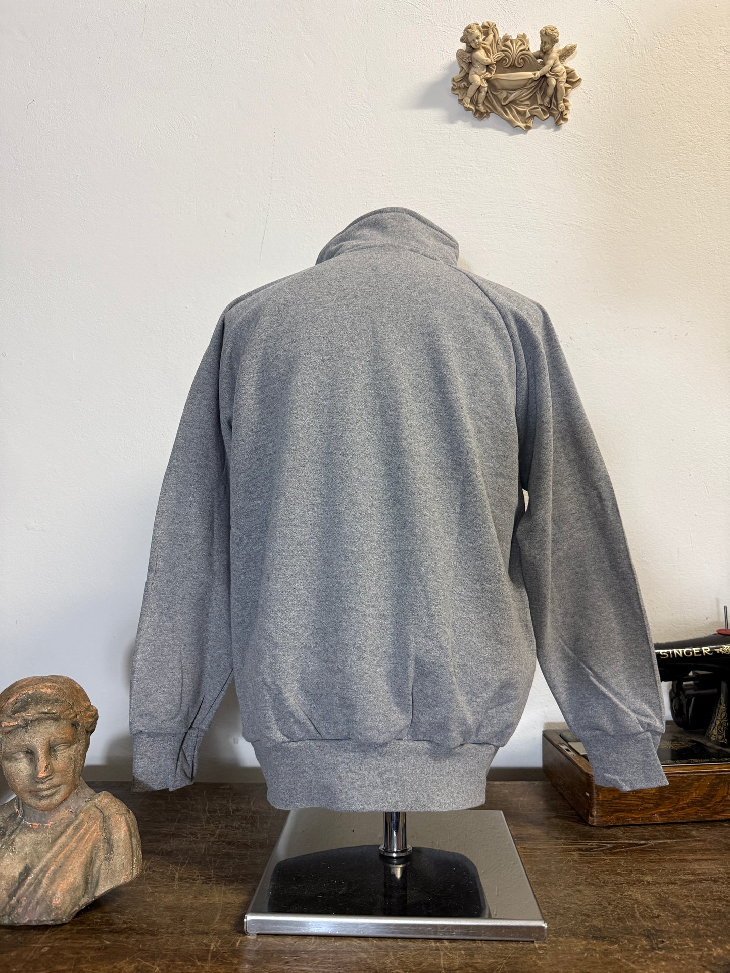 Raglan Grey Half Zip Sweatshirt - Made in Italy