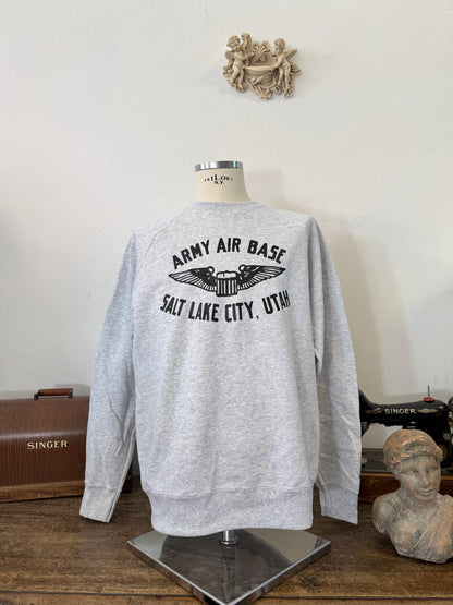 Army Air Base Salt Lake City Utah Raglan Grey Sweatshirt - Mister Archive®