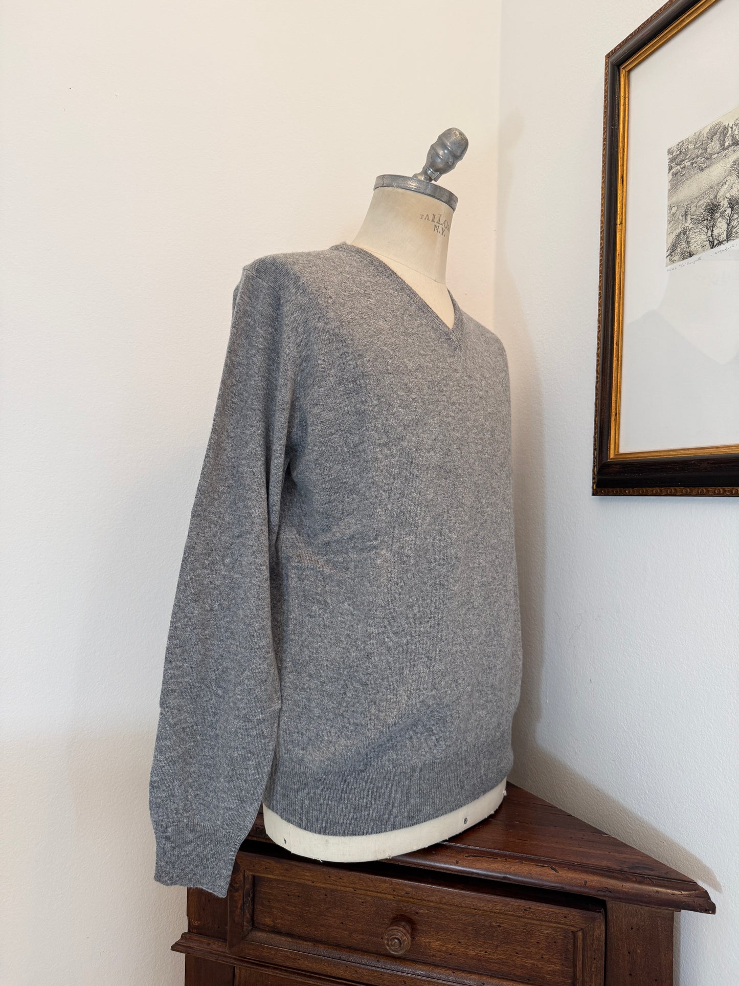 Essential Grey V-Neck Sweater - Made in Italy