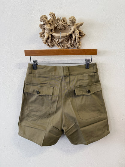 Vintage Italian Army Bermuda Shorts with Buttons 77 cm