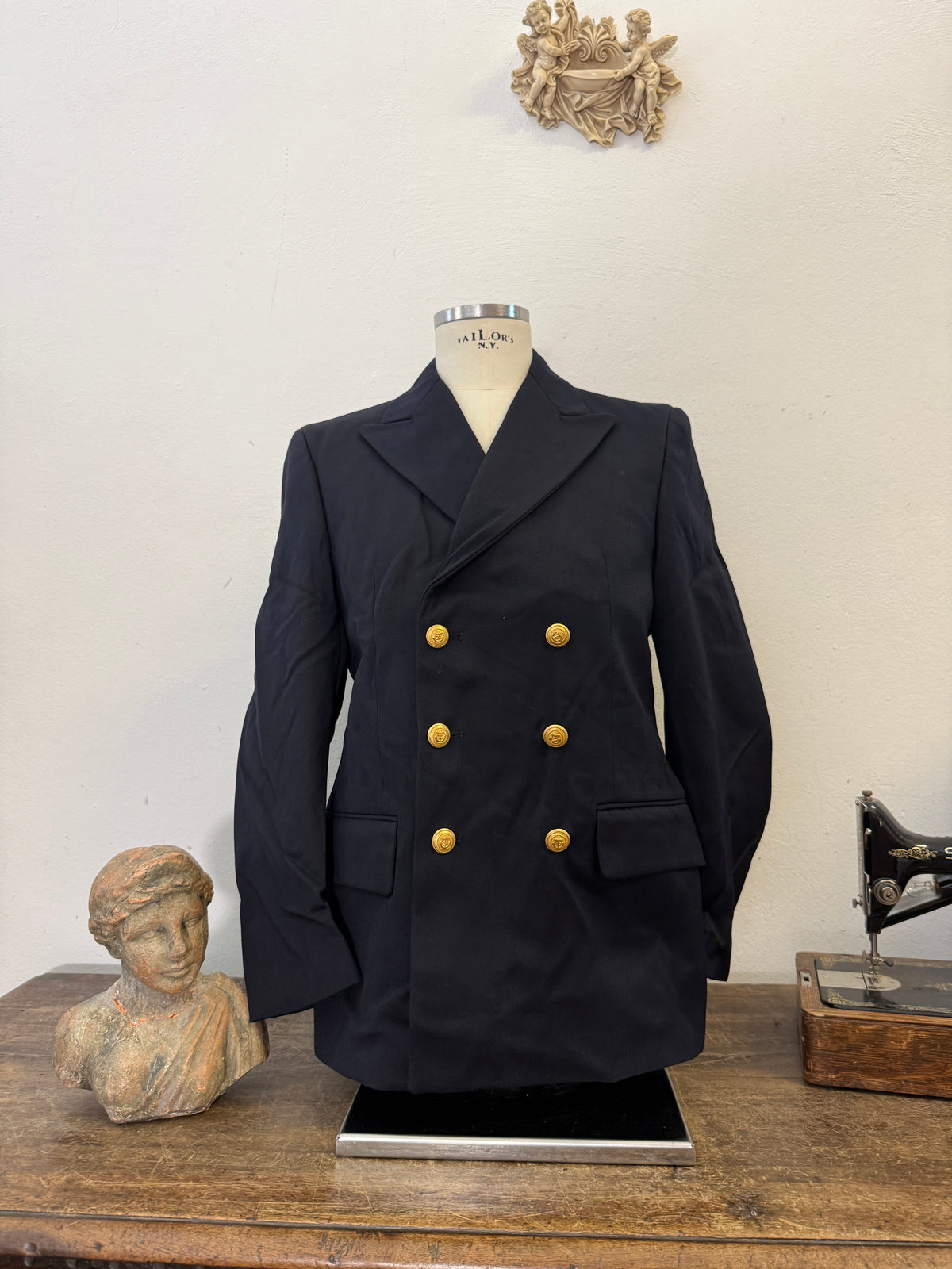 Vintage Italian Navy Double Breasted Jacket “M/L”