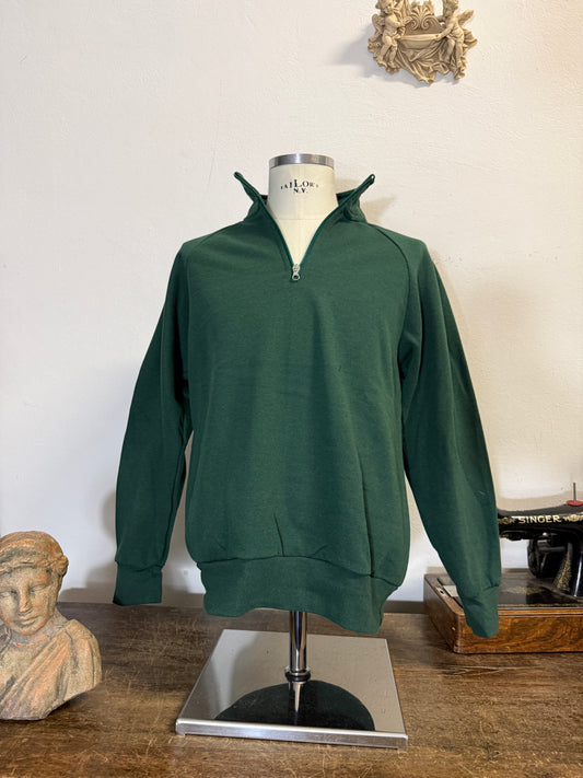 Raglan Green Half Zip Sweatshirt - Made in Italy