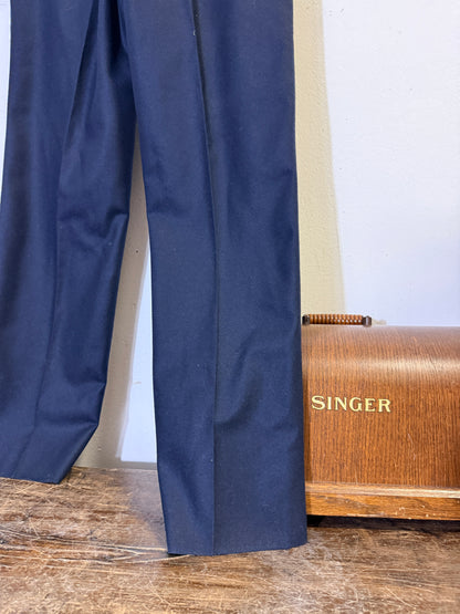 Deadstock 80’s Tailored Trousers in Blue Wool Made in Italy “W32”