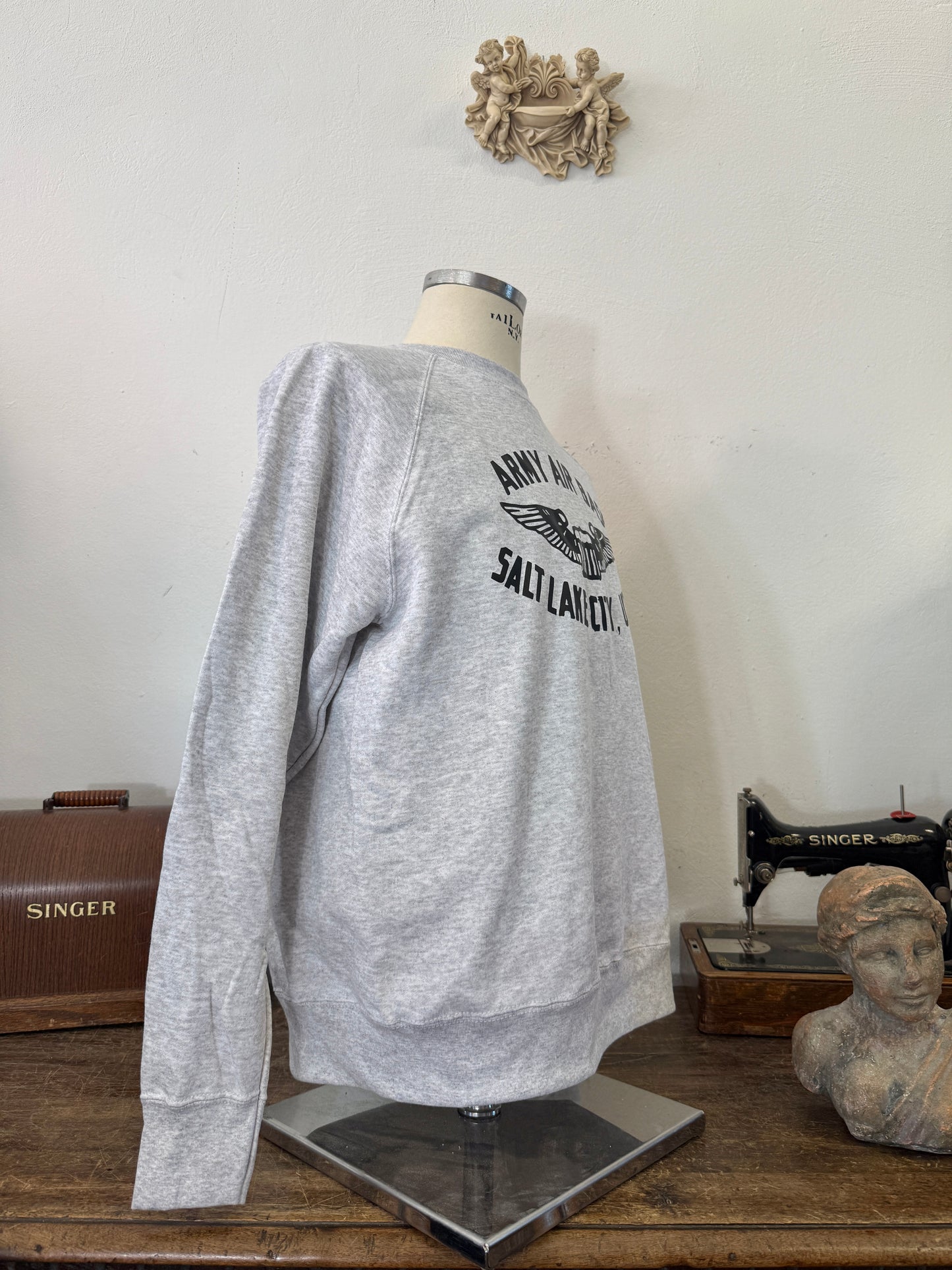 Army Air Base Salt Lake City Utah Raglan Grey Sweatshirt - Mister Archive®