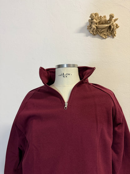 Raglan Bordeaux Half Zip Sweatshirt - Made in Italy