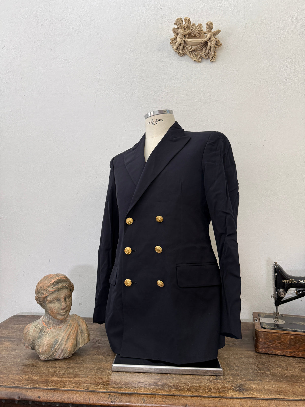 Vintage Italian Navy Double Breasted Jacket “L”