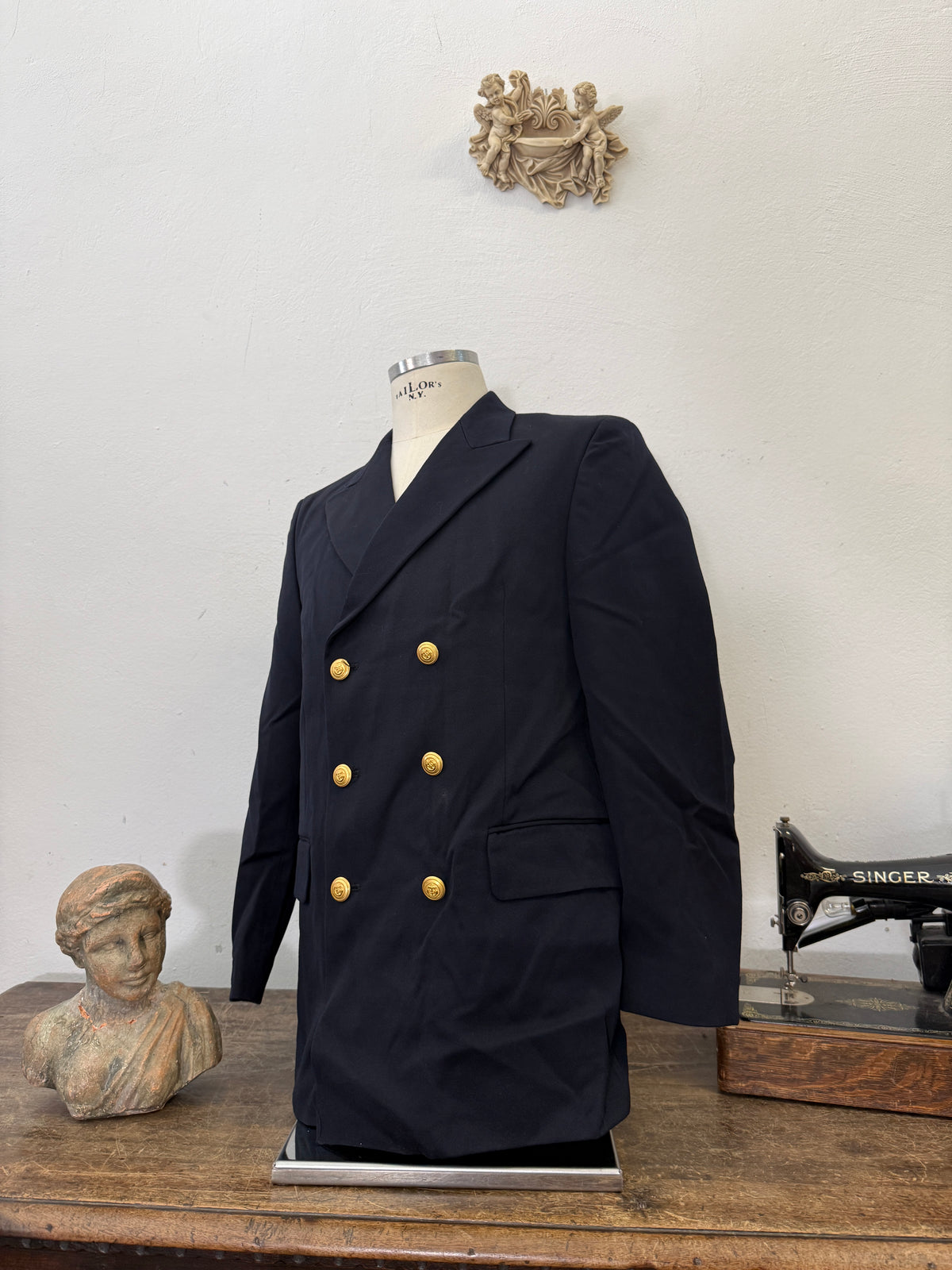 Vintage Italian Navy Double Breasted Jacket “M/L”