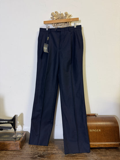 Deadstock 80’s Tailored Trousers in Blue Wool Made in Italy “W32”