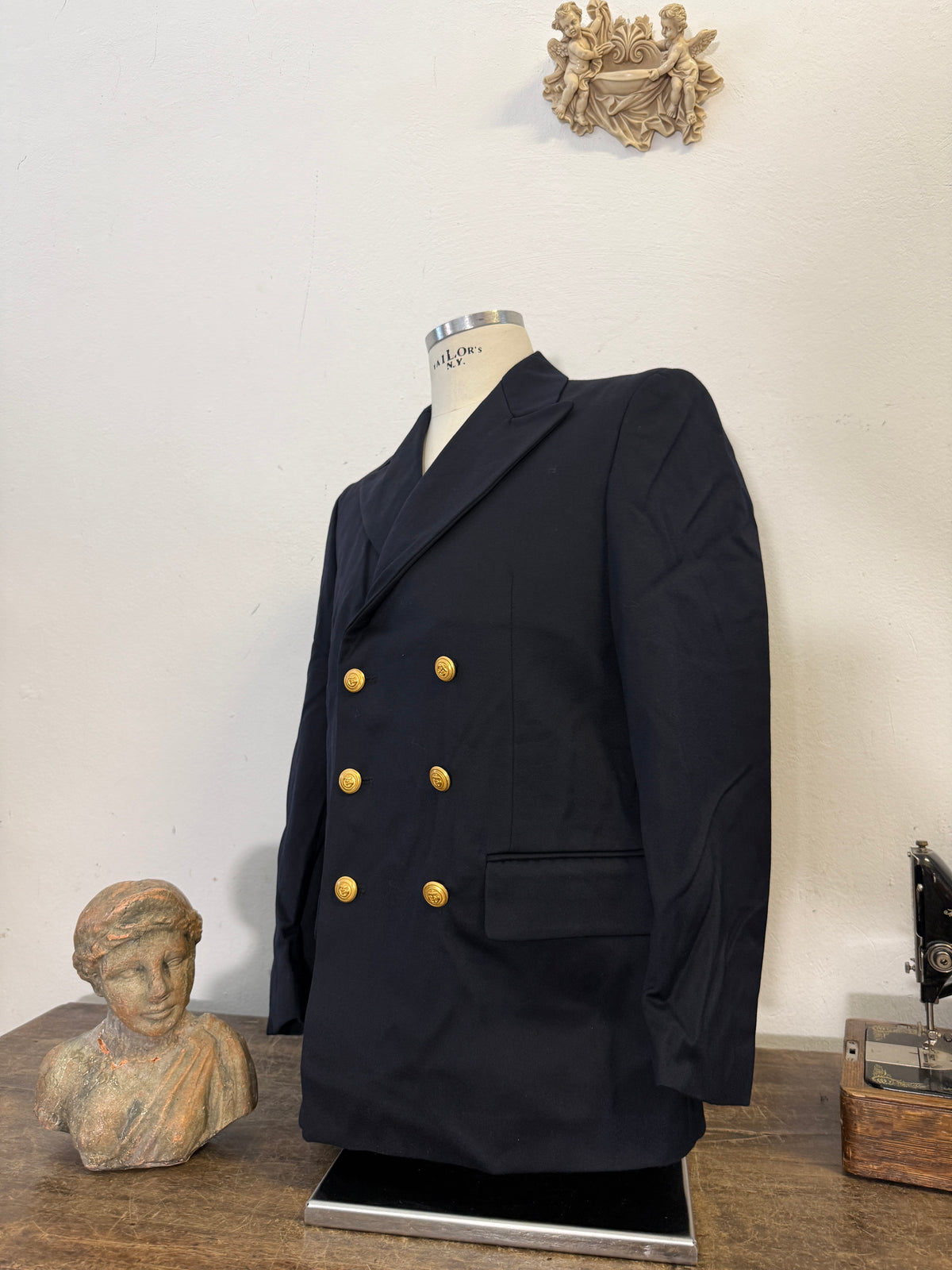 Vintage Italian Navy Double Breasted Jacket “M/L”