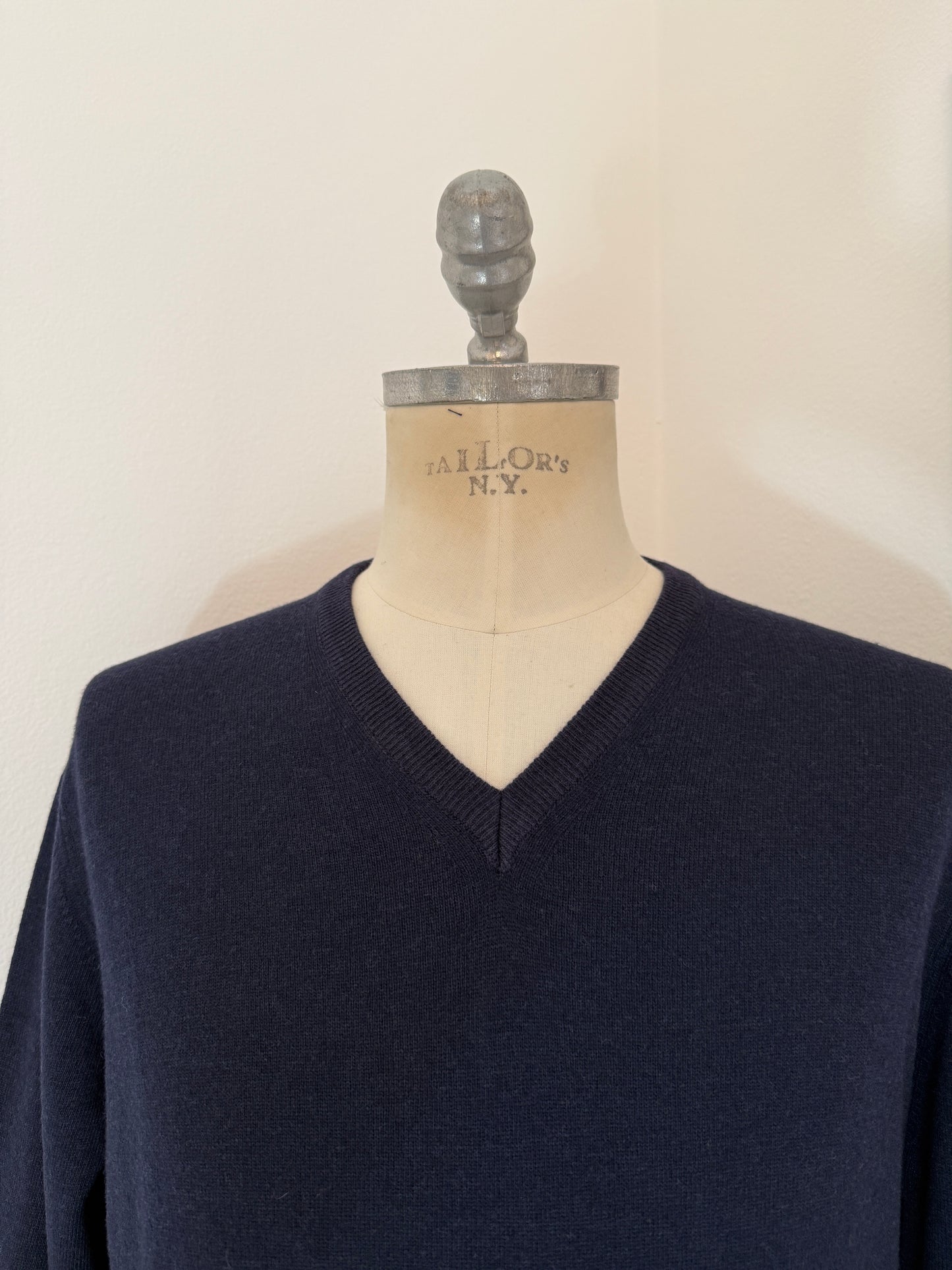 Essential Blue Navy V-Neck Sweater - Made in Italy