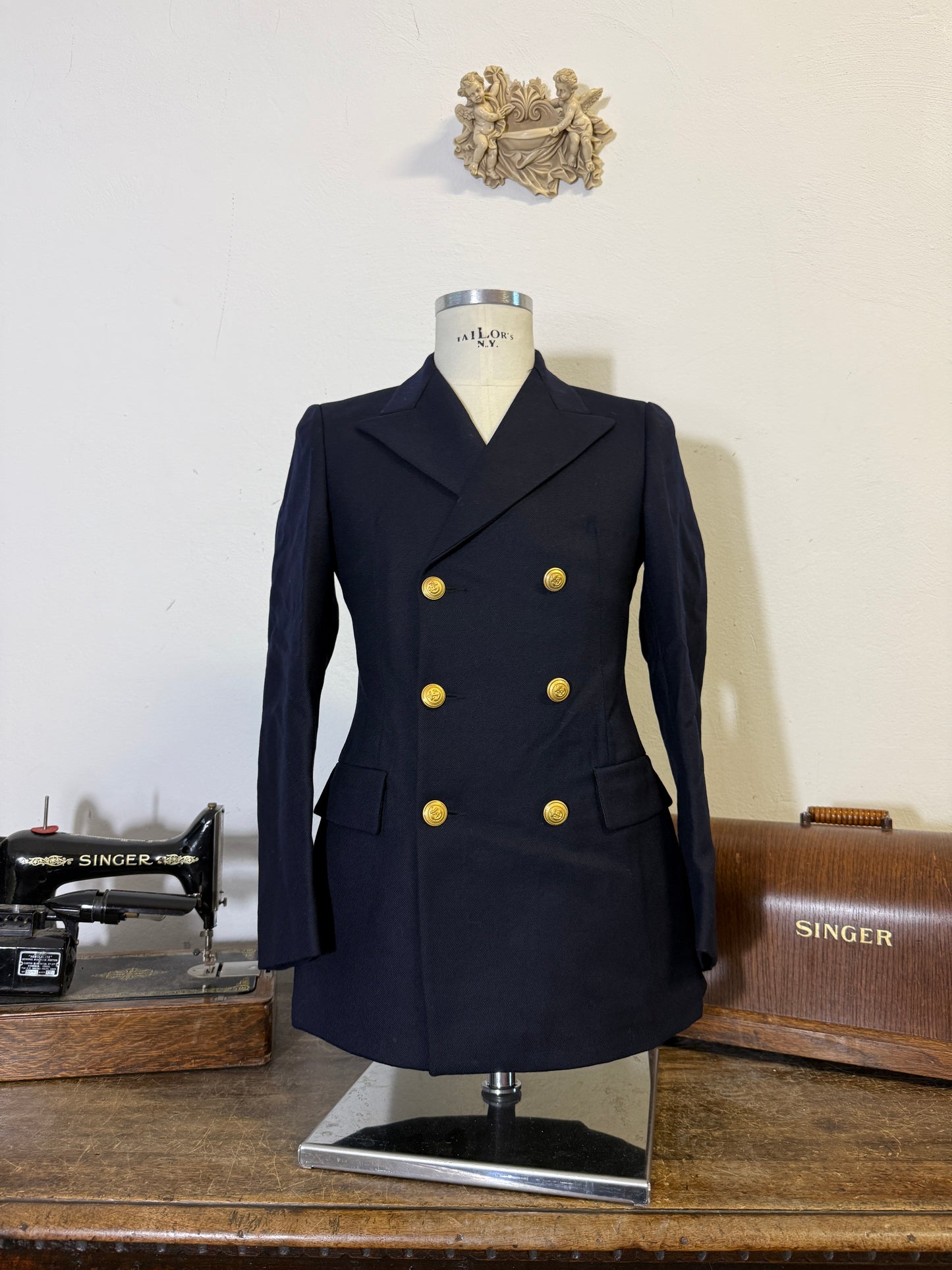 Vintage 90’s Italian Navy Double Breasted Jacket “S”