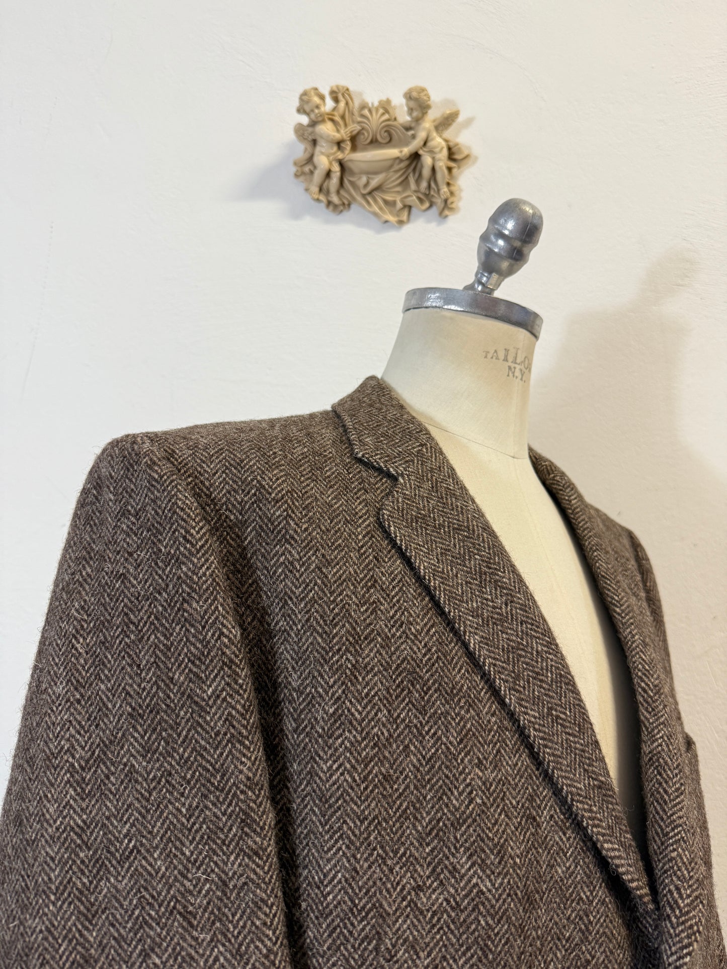 Vintage Wool Harringbone Blazer “XL”