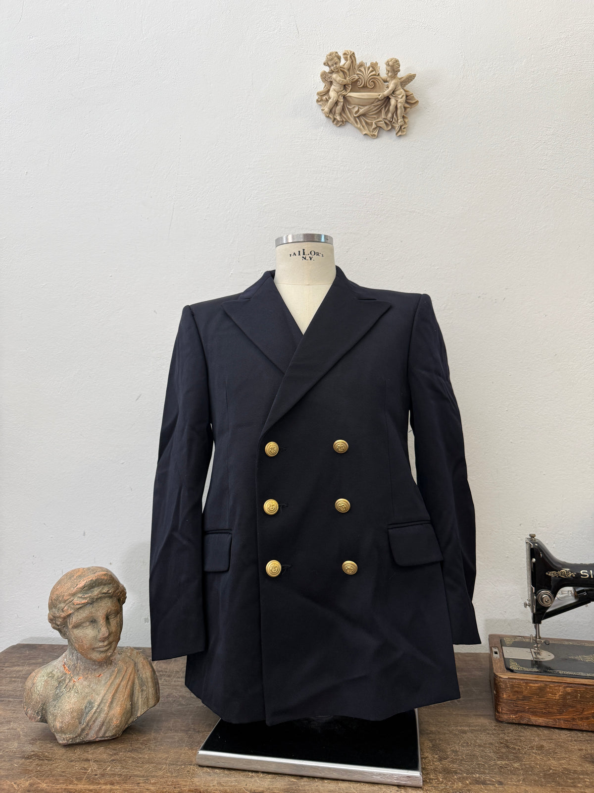 Vintage Italian Navy Double Breasted Jacket “M”