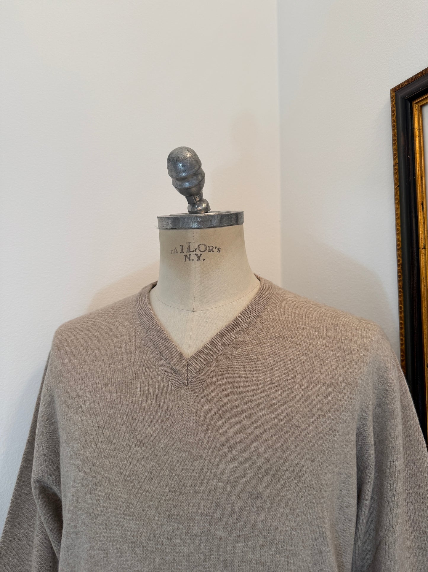 Essential Beige V-Neck Sweater - Made in Italy