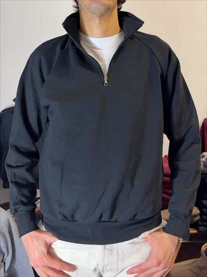 Raglan Black Half Zip Sweatshirt - Made in Italy