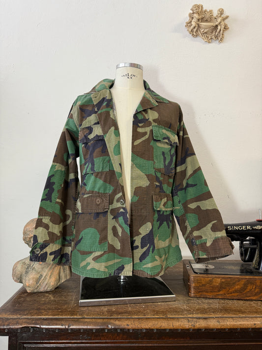 Vintage Woodland Camo Jacket Us Army Rip Stop “M”