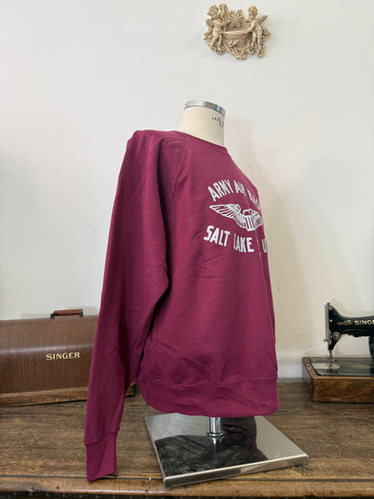 Army Air Base Salt Lake City Utah Raglan Sweatshirt Burgundy - Mister Archive®