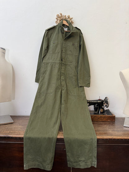 Vintage 1950s Dutch military-style olive drab utility coverall / workwear jumpsuit “L”
