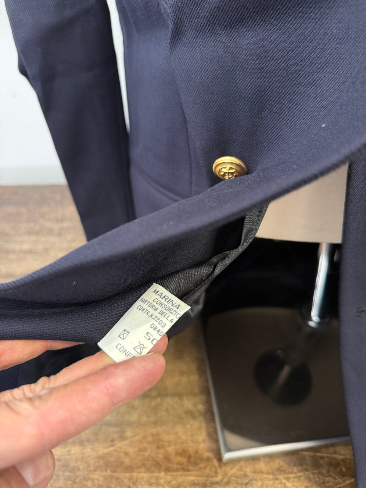 Vintage Italian Navy Double Breasted Jacket “XL”