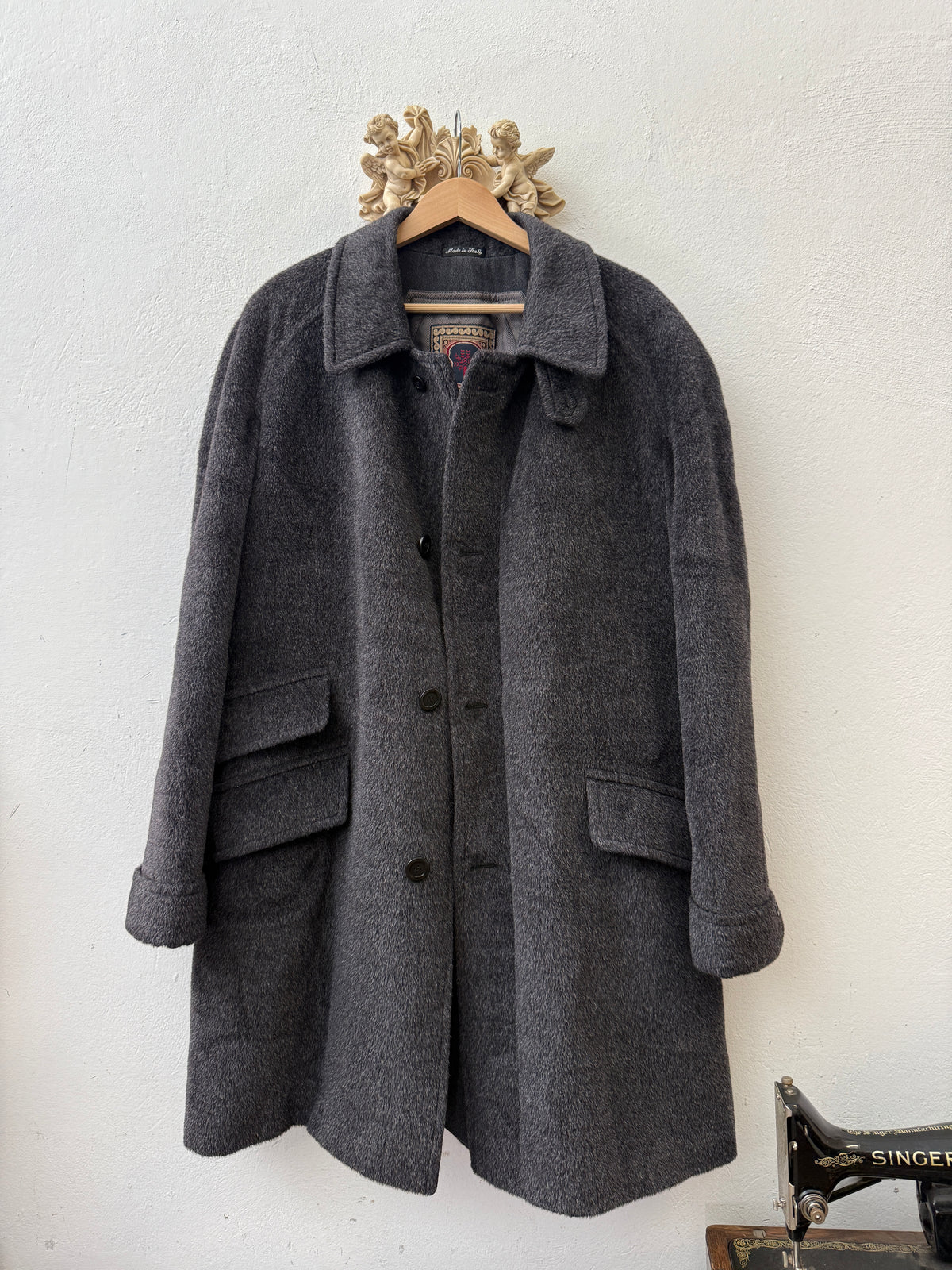 Vintage Grey Raglan Coat - Made in Italy “L/XL”