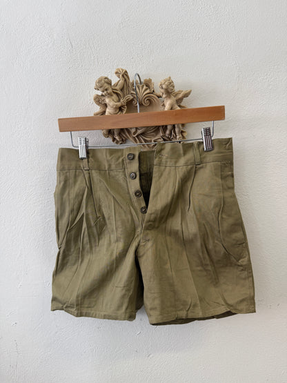Vintage Italian Army Shorts with Buttons 76 cm