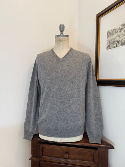 Essential Grey V-Neck Sweater - Made in Italy