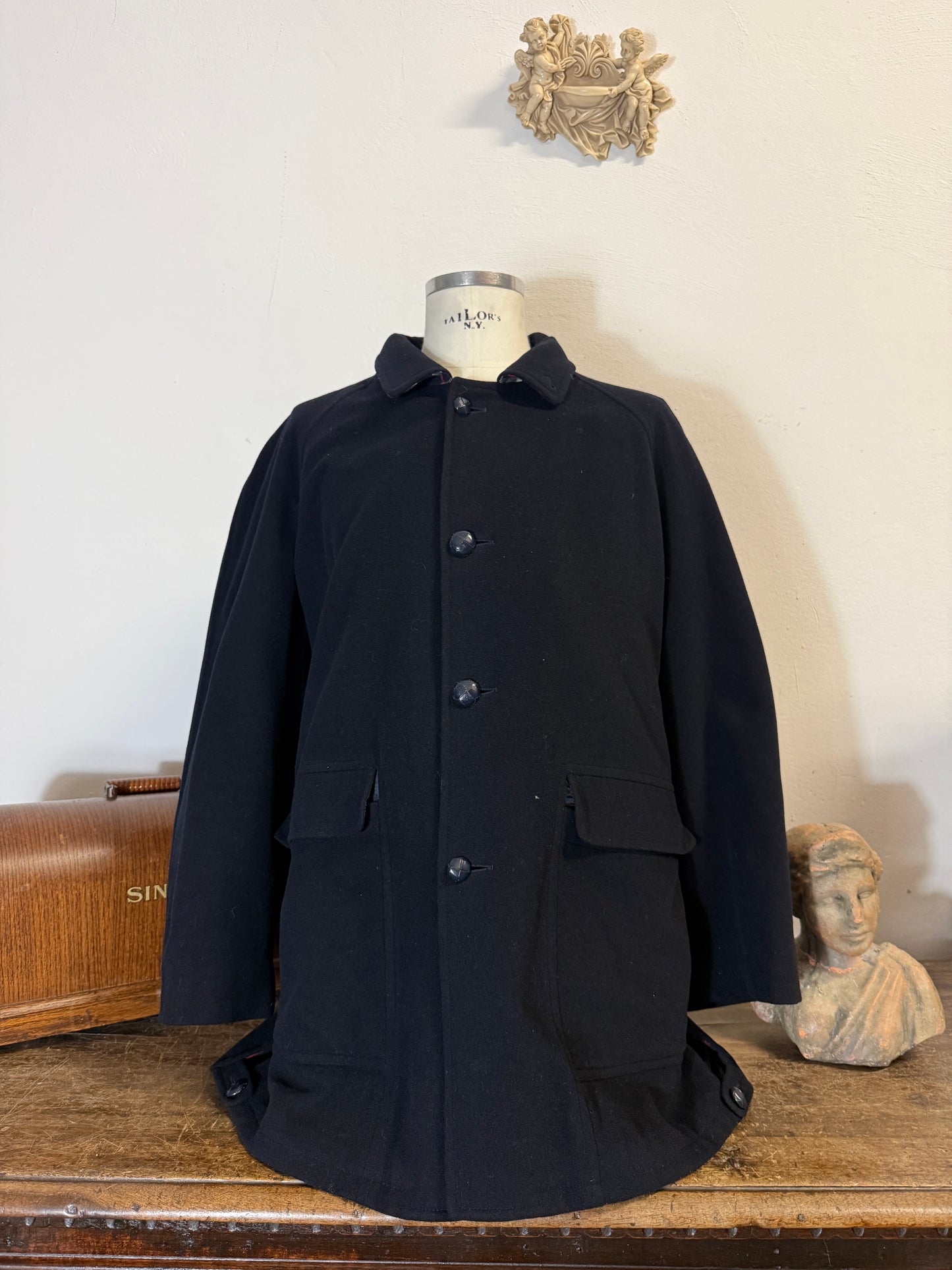 Vintage Raglan Wool Burberry Coat “L”