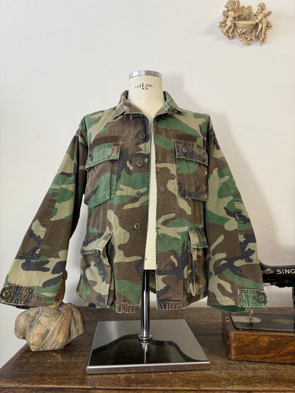 Vintage Woodland Camo Jacket Us Army Rip Stop “M”