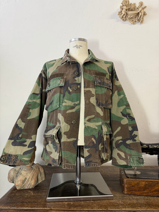 Vintage Woodland Camo Jacket Us Army Rip Stop “M”