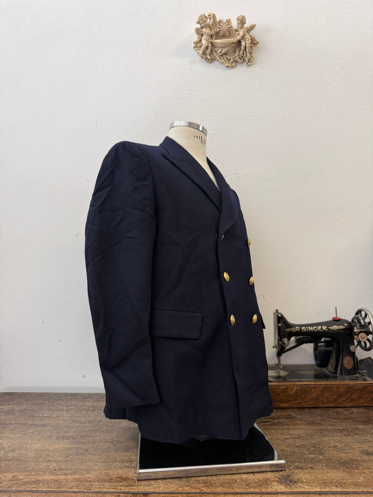 Vintage Italian Navy Double Breasted Jacket “M”