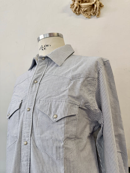 Western Oxford Shirt Striped Military Green- Chesapeake’s