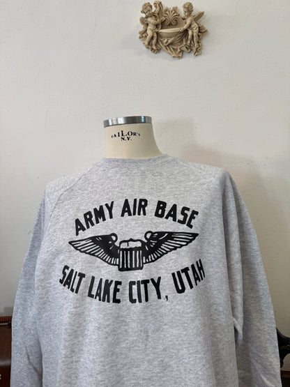 Army Air Base Salt Lake City Utah Raglan Grey Sweatshirt - Mister Archive®