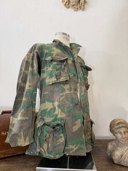 Vintage 1970-80s ERDL Camouflage Pattern Hot Weather Jacket Ripstop “S/M”