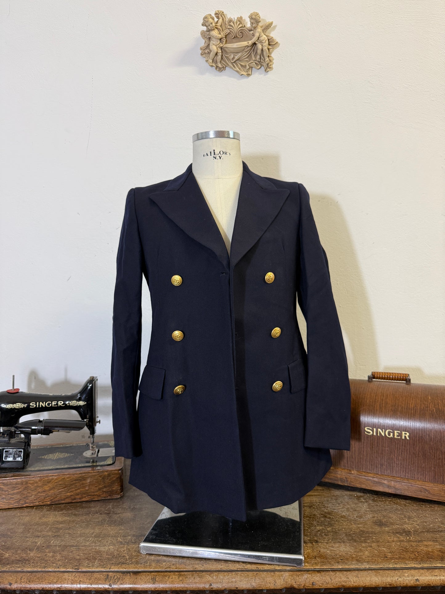 Vintage 90’s Italian Navy Double Breasted Jacket “S”