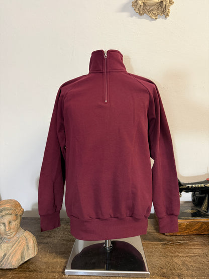 Raglan Bordeaux Half Zip Sweatshirt - Made in Italy