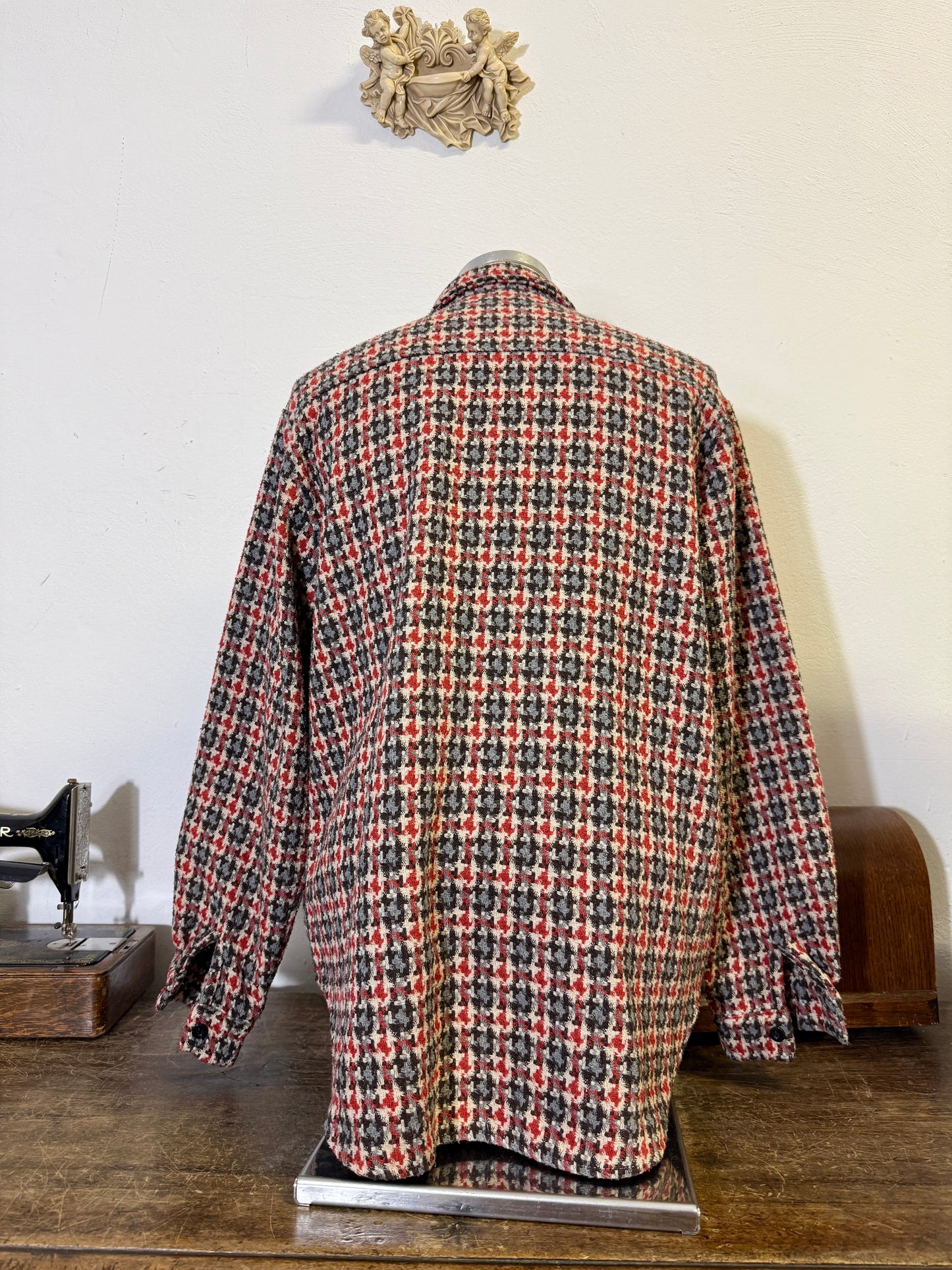 Vintage Tweed Houndstooth Shirt Jacket “XL”