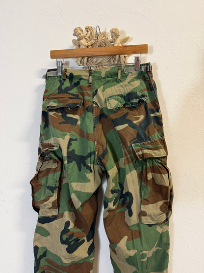 Vintage Woodland Camo Cargo Pants Us Army Rip Stop “W30”