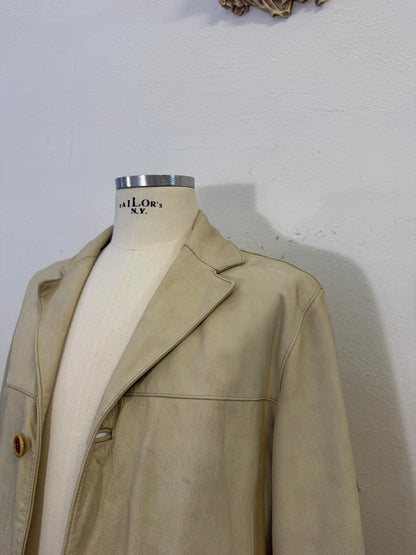 Vintage Cream Leather Jacket “L”