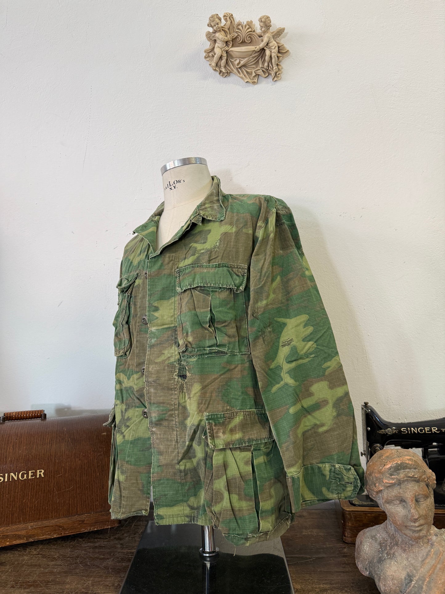 Vintage 1970-80s ERDL Camouflage Pattern Hot Weather Jacket Ripstop “S/M”