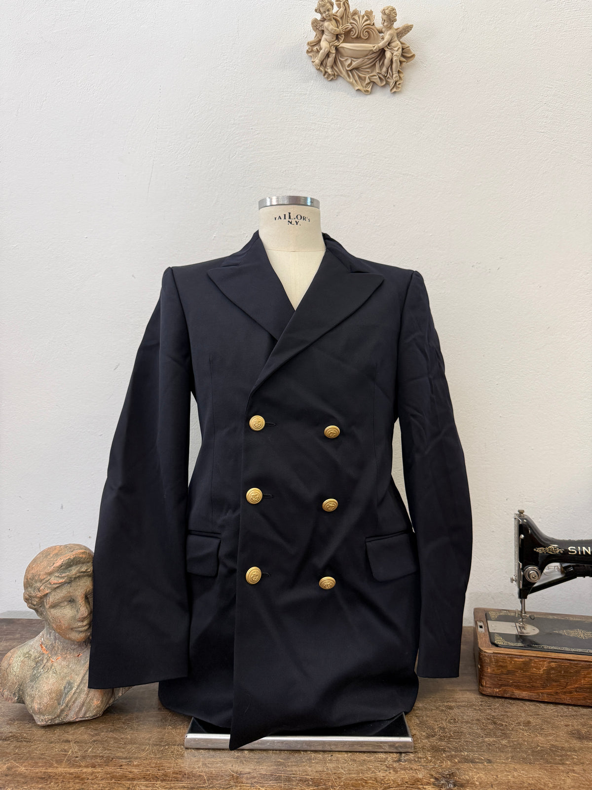 Vintage Italian Navy Double Breasted Jacket “XL”