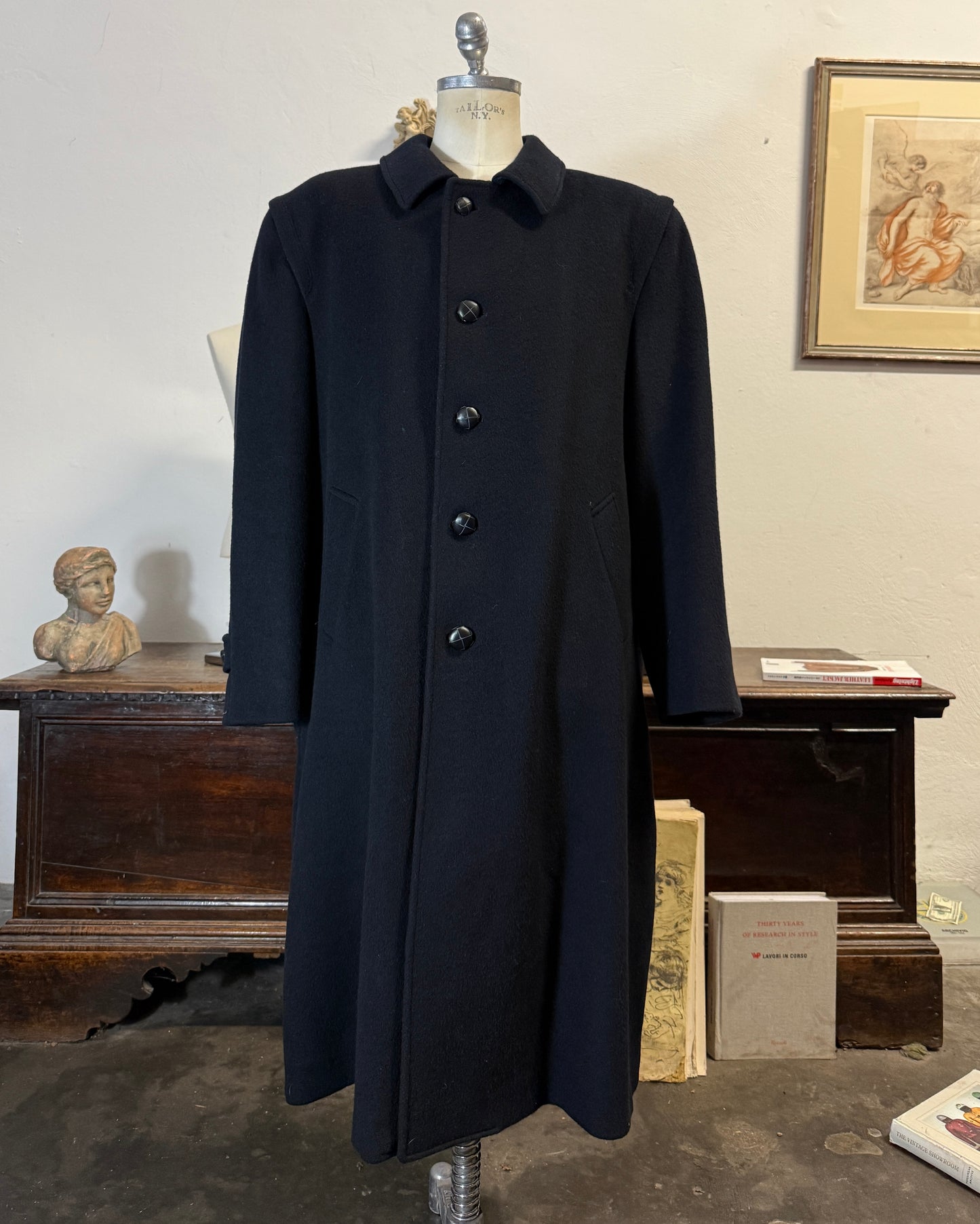 Vintage 90’s Loden Coat - Blue Navy “XL”