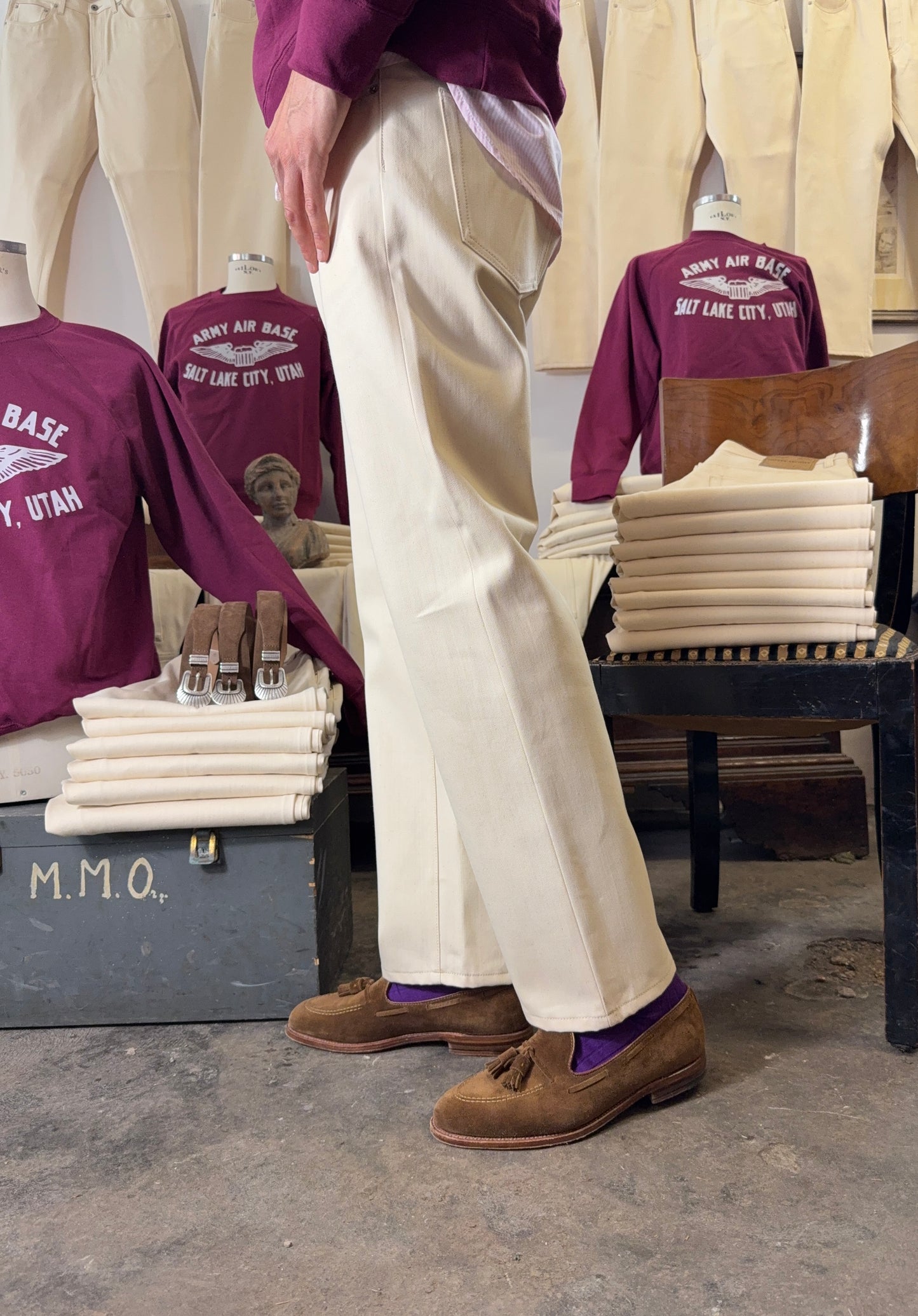Ecru Selvedge Pants Made in Italy - Mister Archive®