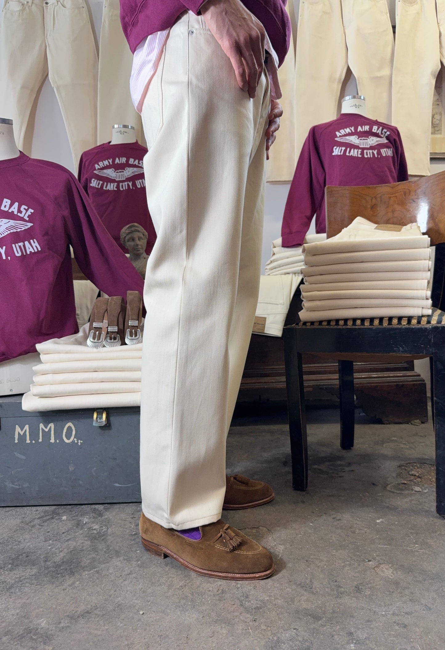 Ecru Selvedge Pants Made in Italy - Mister Archive®