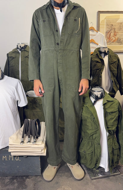 Vintage 1950s Dutch military-style olive drab utility coverall / workwear jumpsuit “L”