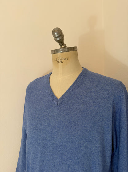 Essential Sky Blue V-Neck Sweater - Made in Italy