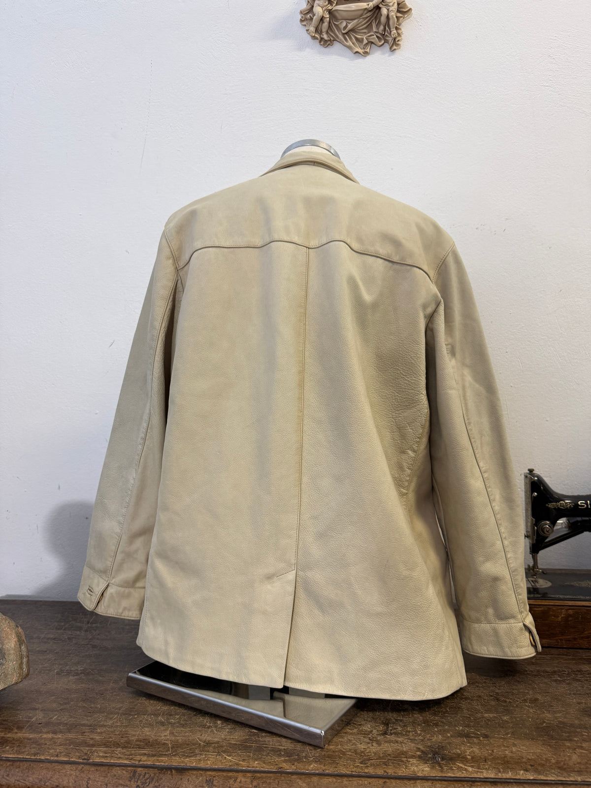 Vintage Cream Leather Jacket “L”