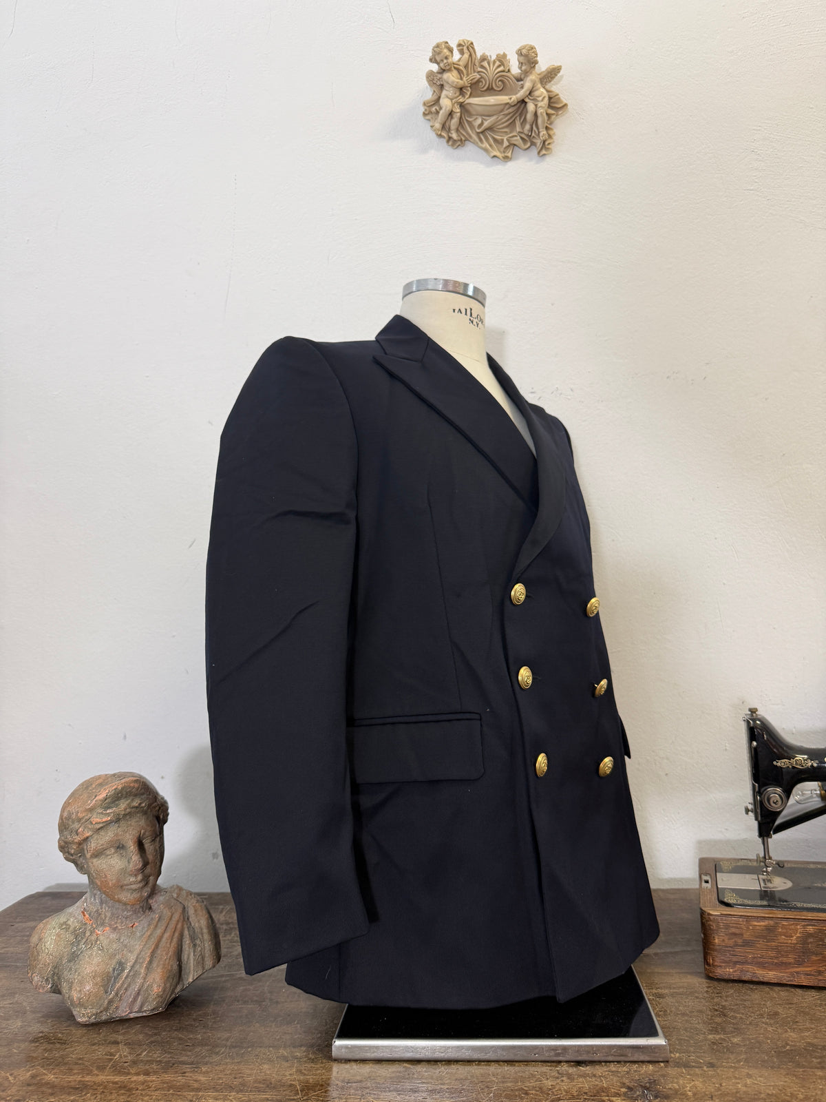 Vintage Italian Navy Double Breasted Jacket “M”