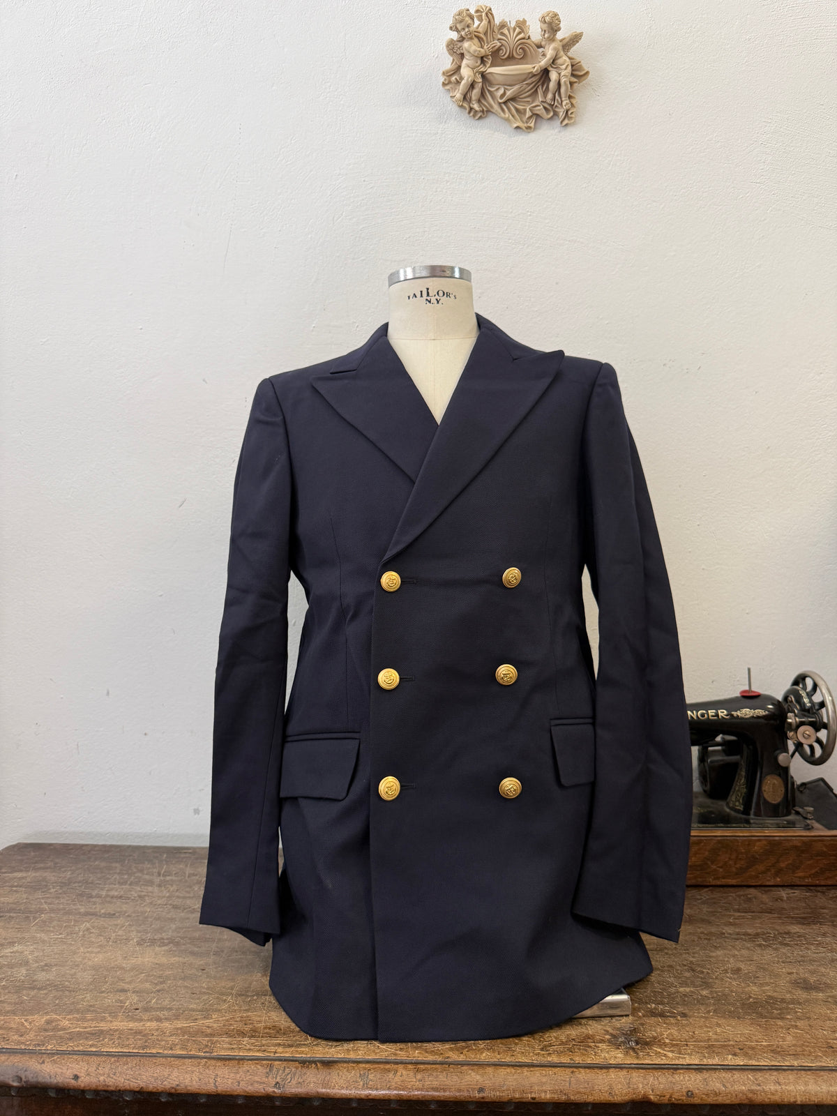 Vintage Italian Navy Double Breasted Jacket “XL”